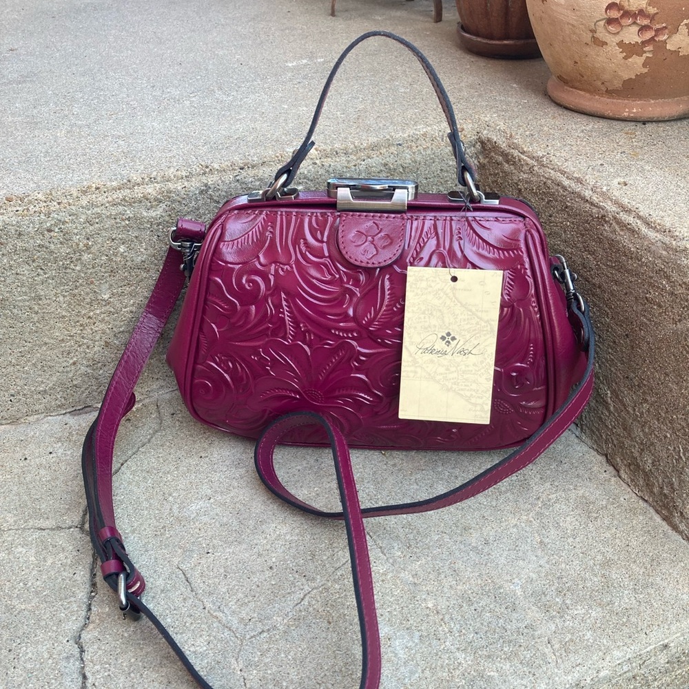 Patricia Nash Burnished Tooled Colors Collection Purse Crossbody Gracchi Magenta